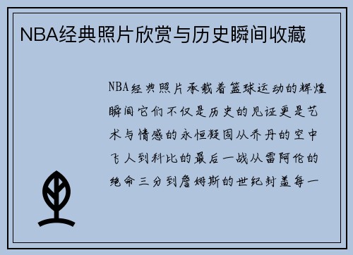 NBA经典照片欣赏与历史瞬间收藏